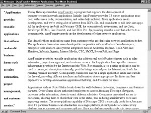 ... in the left margin produces a pull quote on a page on Netscape's site