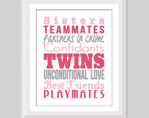 Twin Quotes For Girls Twin girl nursery art,