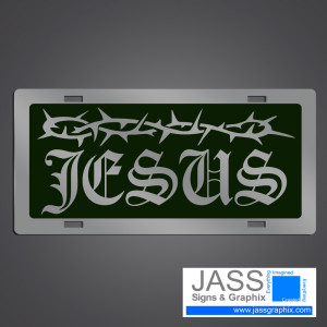 Dark Green Jesus License Plate And Christian Car Tag Ideas