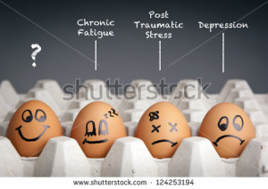 Mental health concept in playful style with egg characters - stock ...