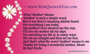 ... quotes am today my mother s love showed me the way i ll love my mother