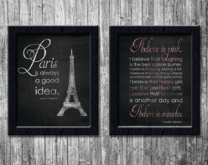 Audrey Hepburn Quote Dorm Decor, Love Pink Paris is Always A Good Idea ...