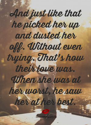 And just like that, he picked her up and dusted her off. Without even ...