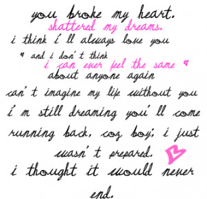 You Broke My Heart. Shattered My Dreams