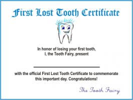 Tooth Fairy Certificate First