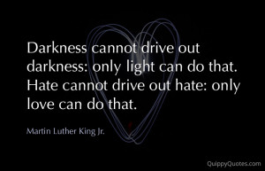 Darkness cannot drive out darkness: only light can do that. Hate ...