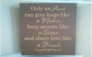 Personalized wooden sign w vinyl quote... Only an aunt can give hugs ...