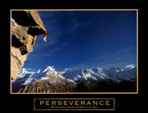 Rock Climbing Perseverance Cliffhanger Motivational Poster - Front ...
