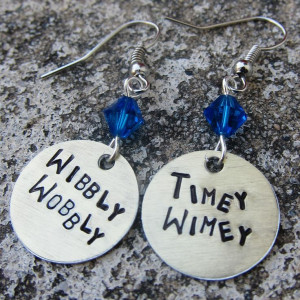 Dr Who Quote - Wibbly Wobbly Timey Wimey - Hand Stamped Earrings -Made ...