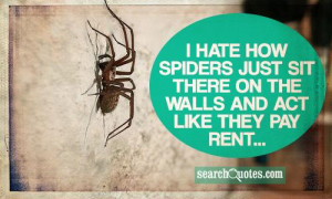 hate how spiders just sit there on the walls and act like they pay ...