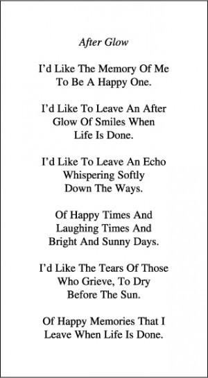 Remember Me, , Remember Me Poem Funeral Memory