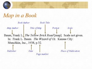 Citation diagram illustrating how to cite a map in a book