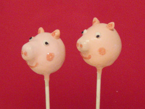 peppa pig cake pop