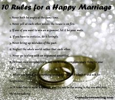 10 Rules for a #happy #marriage #quotes #love #couples More