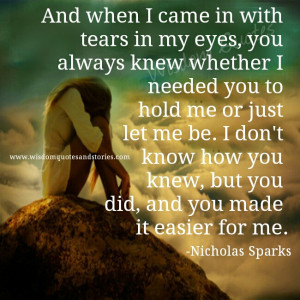 When I came in with tears in my eyes | wisdom quotes