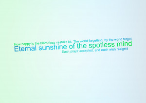 Eternal Sunshine Of The Spotless Mind Poem