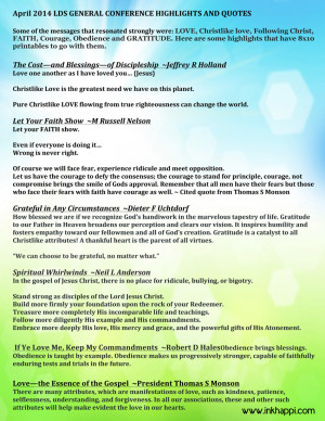 Highlights and quotes from April 2014 LDS General Conference. 8x10 ...