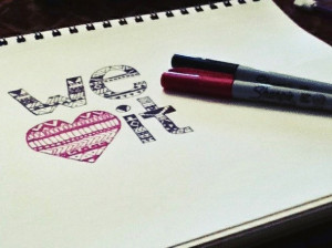 , doodle, draw, drawing, heart, love, paper, photography, pink, quote ...