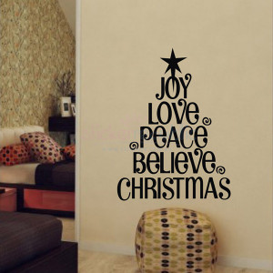 Words and Quotes Christmas Tree Wall Decal