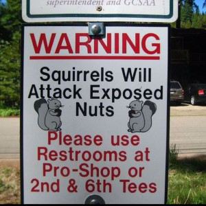 Attack Nuts Gold Course Sign Picture - Warning Squirrels will attack ...