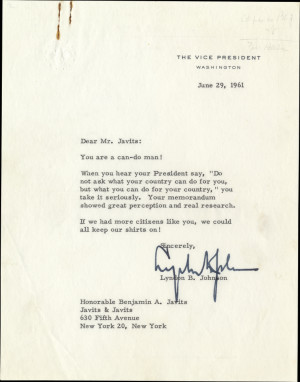 Vice President Lyndon B. Johnson Quotes JFK’s Famous “Ask Not What ...