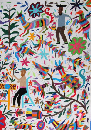 Otomi indian embroidery from Tenango de Doria Hidalgo, Mexico