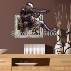 Gun-Man-Cool-3D-Wall-Decal-Stickers-for-Home-and-Office-Art-Wall ...