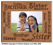 Engraved Personalized Brother and Sister Alder Wood 4x6 Photo Frame