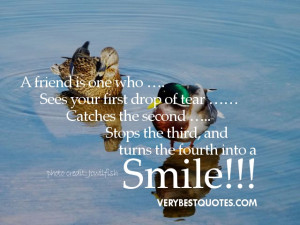Friendship Quotes - A friend is one who, Sees your first drop of tear ...