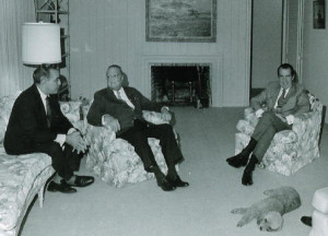 ... Richard Nixon with Bebe Rebozo (left) and J. Edgar Hoover (center