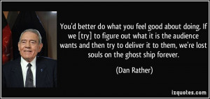 better do what you feel good about doing. If we [try] to figure out ...