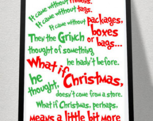 SALE *ONE LEFT* Dr. Seuss Grinch Qu ote-The Meaning of Christmas ...