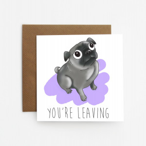... pet animal dog pugs pug lover cards leaving work goodbye silver pug