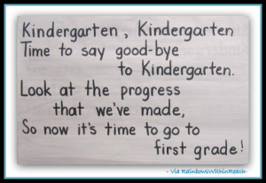 Now for a kindergarten graduation bulletin board standing just outside ...