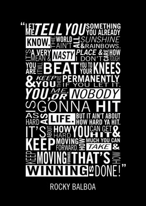 Rocky Balboa Quote About Winning Boxing Theme Print Poster Sizes A4