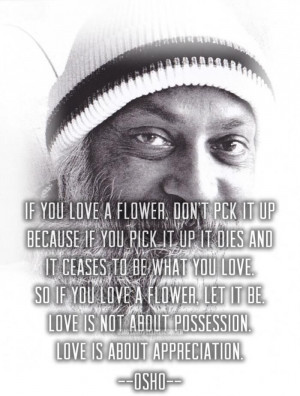 Love is not about possession. Love is about appreciation.