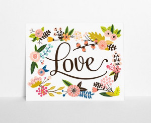 ... Decor Art Print Floral Love Design, Nursery Decor Art Print 8x10