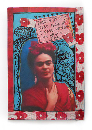 frida kahlo postcard paper collage quote original mixed media quotes