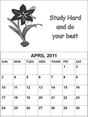 Colouring page Calendar 2011 April with quotes for kids children to ...