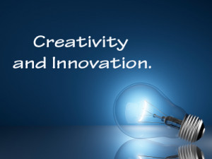 Creativity and Innovation next to a light bulb
