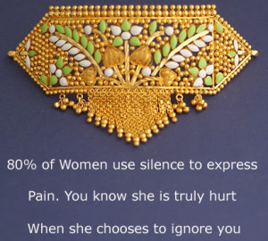Fine Jewelry: 80% of Women use silence to express pain. You know she ...