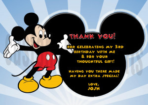 Mickey Mouse Personalized Birthday Thank You Card - 1