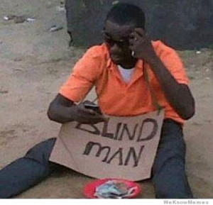 blind homeless man on phone fail