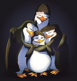 Penguins of Madagascar Aww, group hug