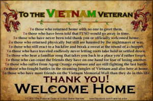 Thank you Vietnam Veterans for your service. Welcome home ...
