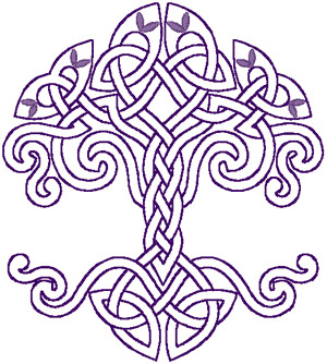 Redwork Celtic Knotted Tree of Life Embroidery Design