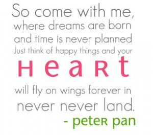 ... , childhood, dream, fly, neverland, peter pan, quotes, wings, words