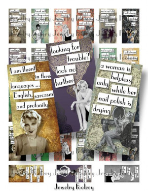 Vintage Cat's Meow Girl Quotes 1x2 Domino by JewelryFoolery, $3.79