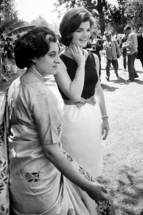 Indira Gandhi with Jackie Kennedy in India, 1962.