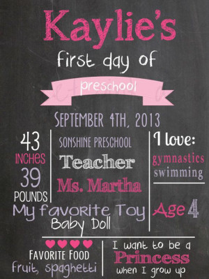 Chalkboard First Day of School Printable on Etsy, $10.50